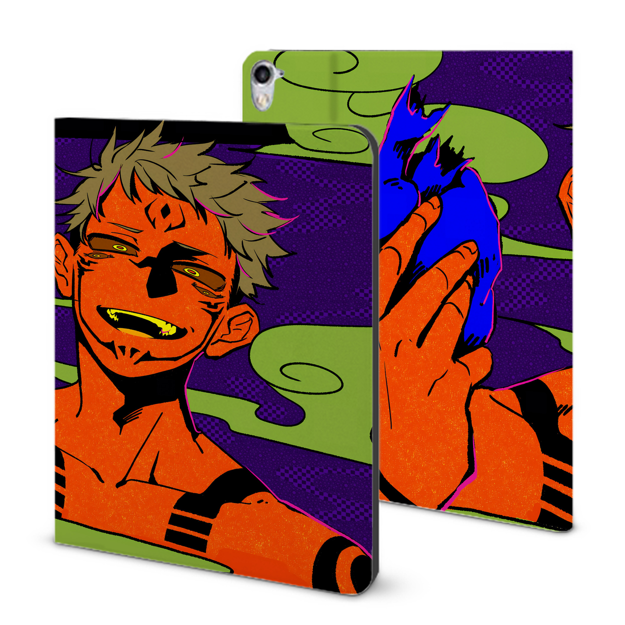 （画像用） 呪術廻戦 Jujutsu Kaisen IPad ケース ブック型 PUレザー TPU 耐衝撃 軽量 薄型 ペン収納なし 全面保護 IPad 各モデル対応